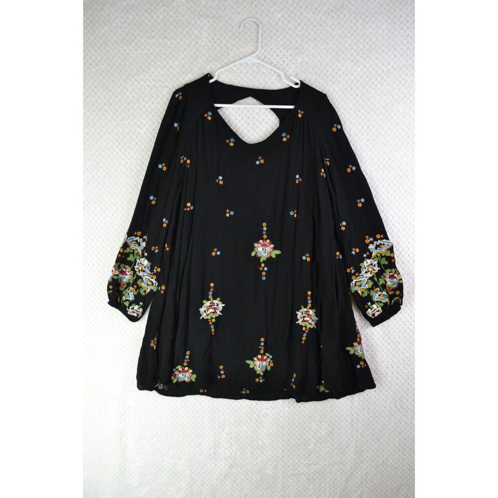 Free People Women's Medium Black Oxford Swing Dress